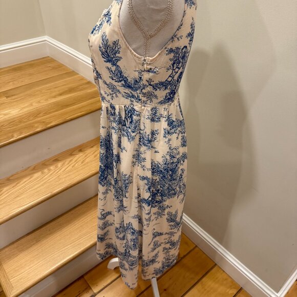 Cider Toile Tank Dress With Hook and Eye Opening and Lace Size Small - Picture 3 of 10